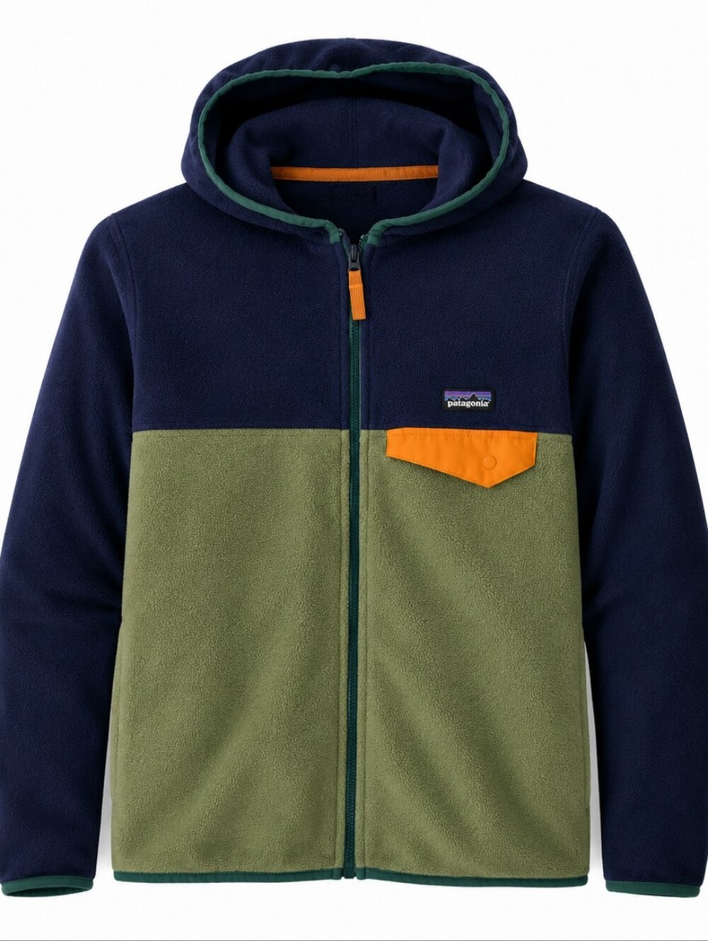 Patagonia Kids Fleece Hoodie Jacket Blue Green XL 14